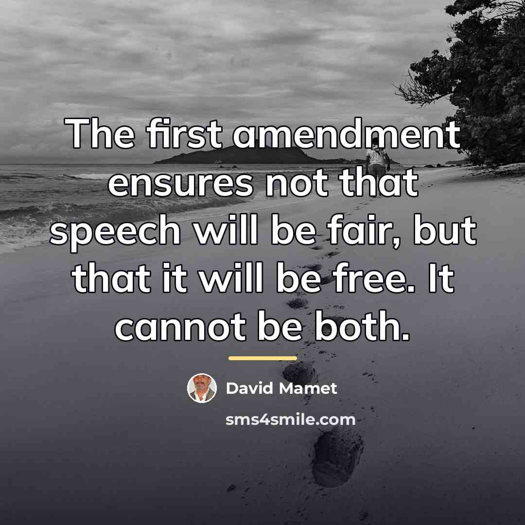 “The first amendment ensures not that speech will be fair,…” quote by David Mamet