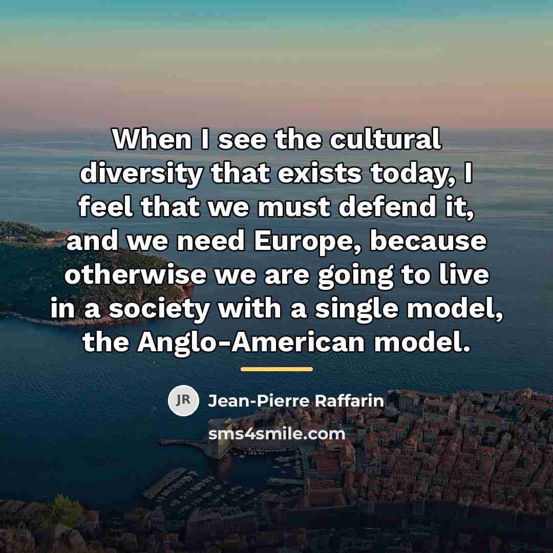 “When I see the cultural diversity that exists today, I…” quote by Jean-Pierre Raffarin