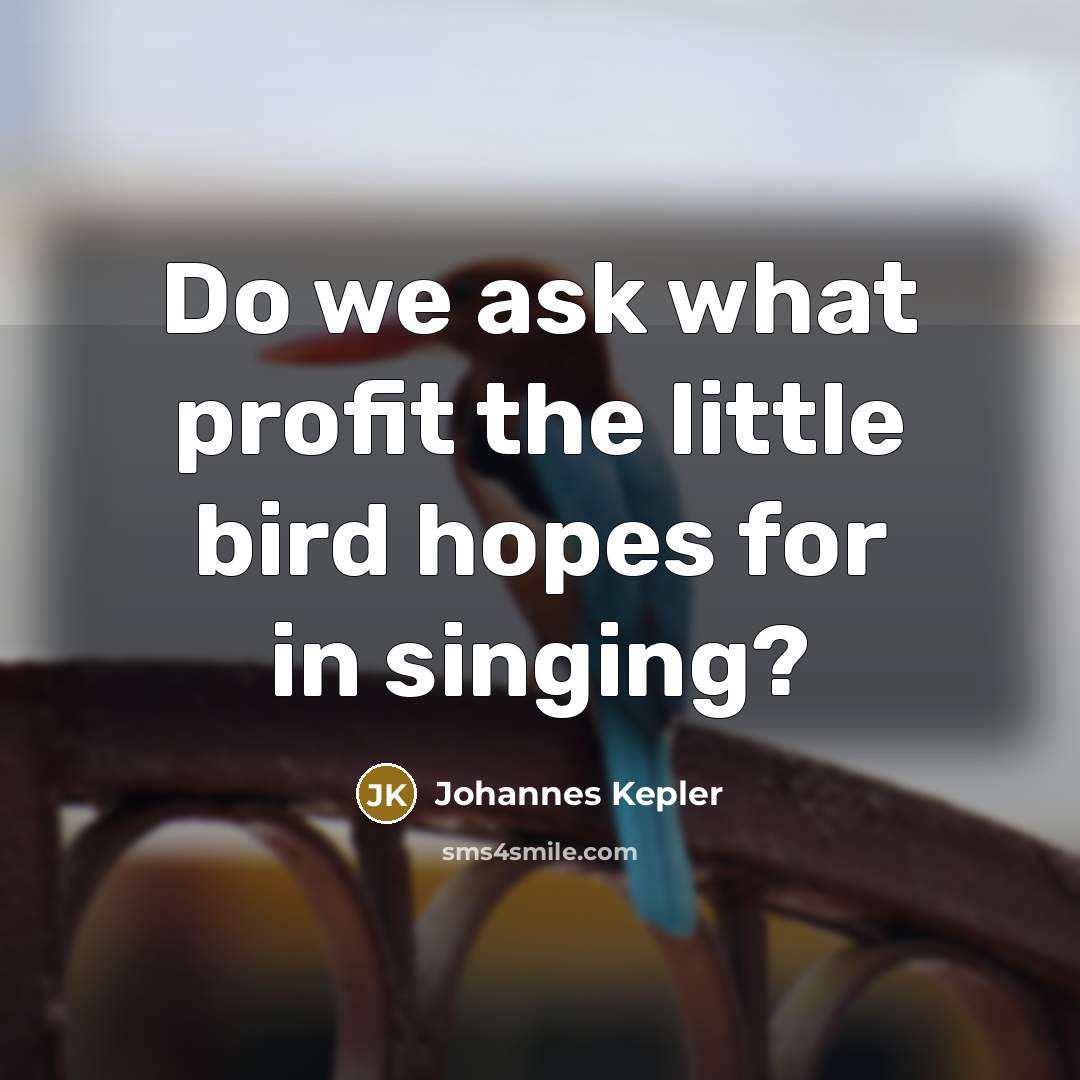 “Do we ask what profit the little bird hopes for…” quote by Johannes Kepler