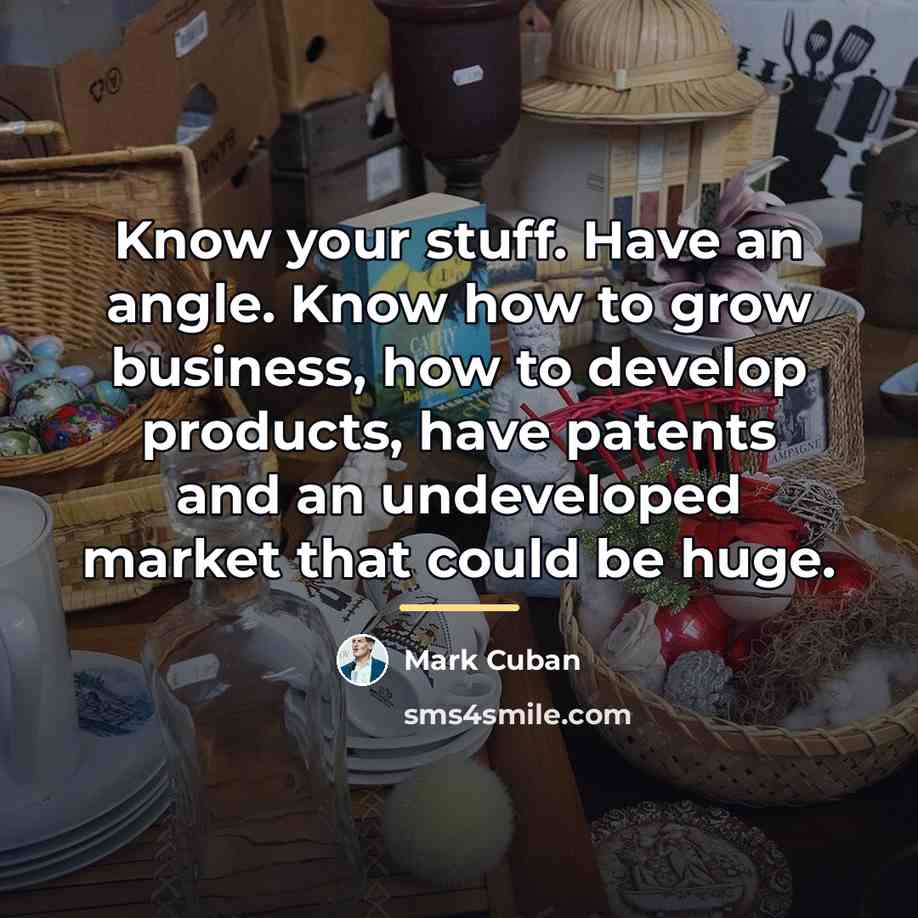 “Know your stuff. Have an angle. Know how to grow…” quote by Mark Cuban