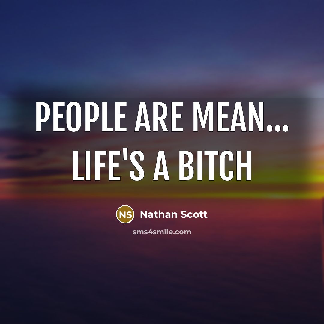 “People are mean... life's a bitch…” quote by Nathan Scott