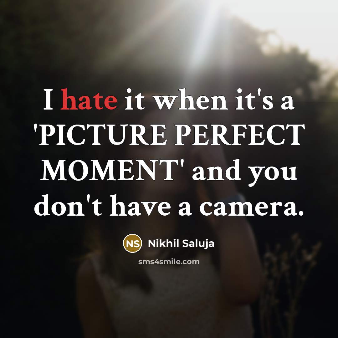 “I hate it when it's a 'PICTURE PERFECT MOMENT' and…” quote by Nikhil Saluja