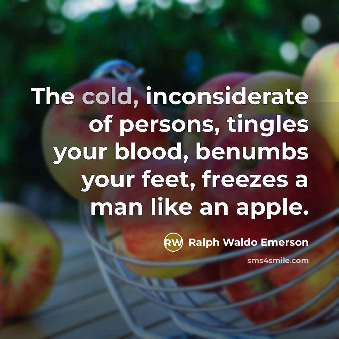 “The cold, inconsiderate of persons, tingles your blood, benumbs your…” quote by Ralph Waldo Emerson