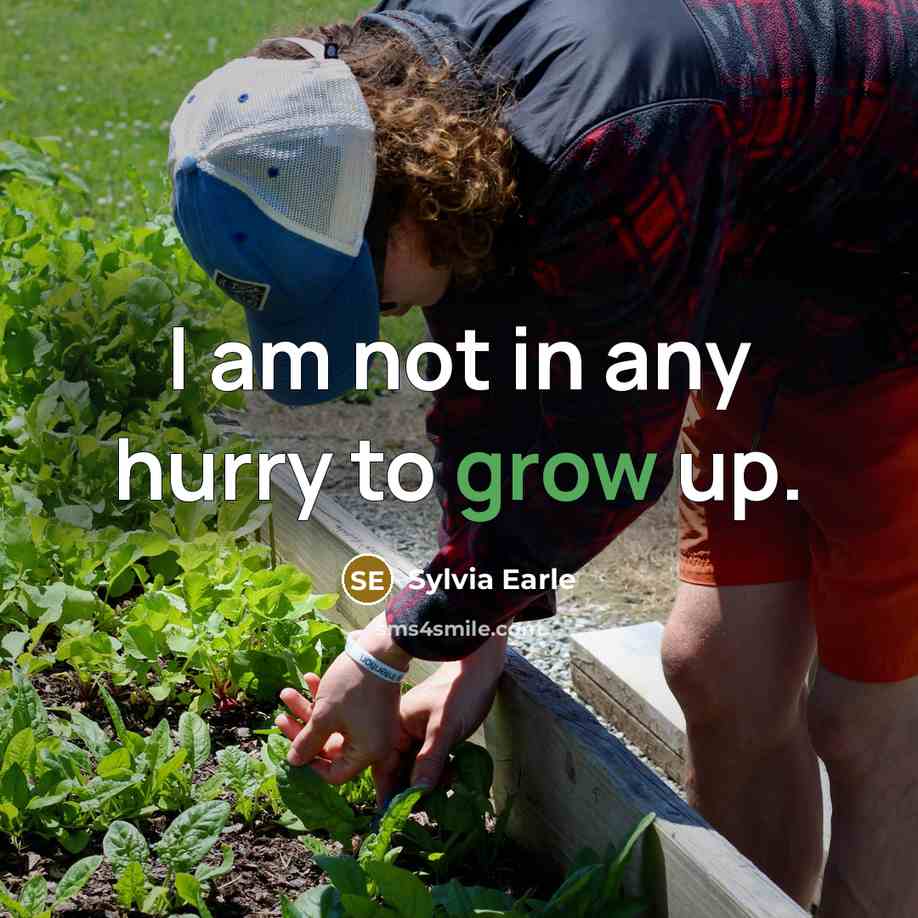 “I am not in any hurry to grow up.…” quote by Sylvia Earle