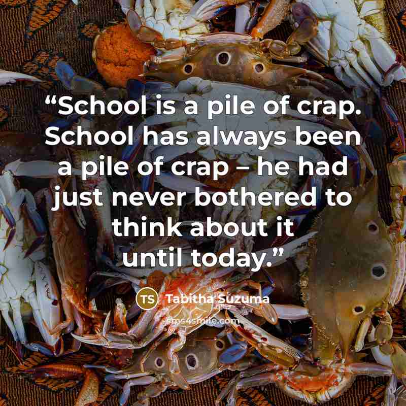 “School is a pile of crap. School has always been a pile of crap – he had just never bothered to think about it until today.” quote by Tabitha Suzuma