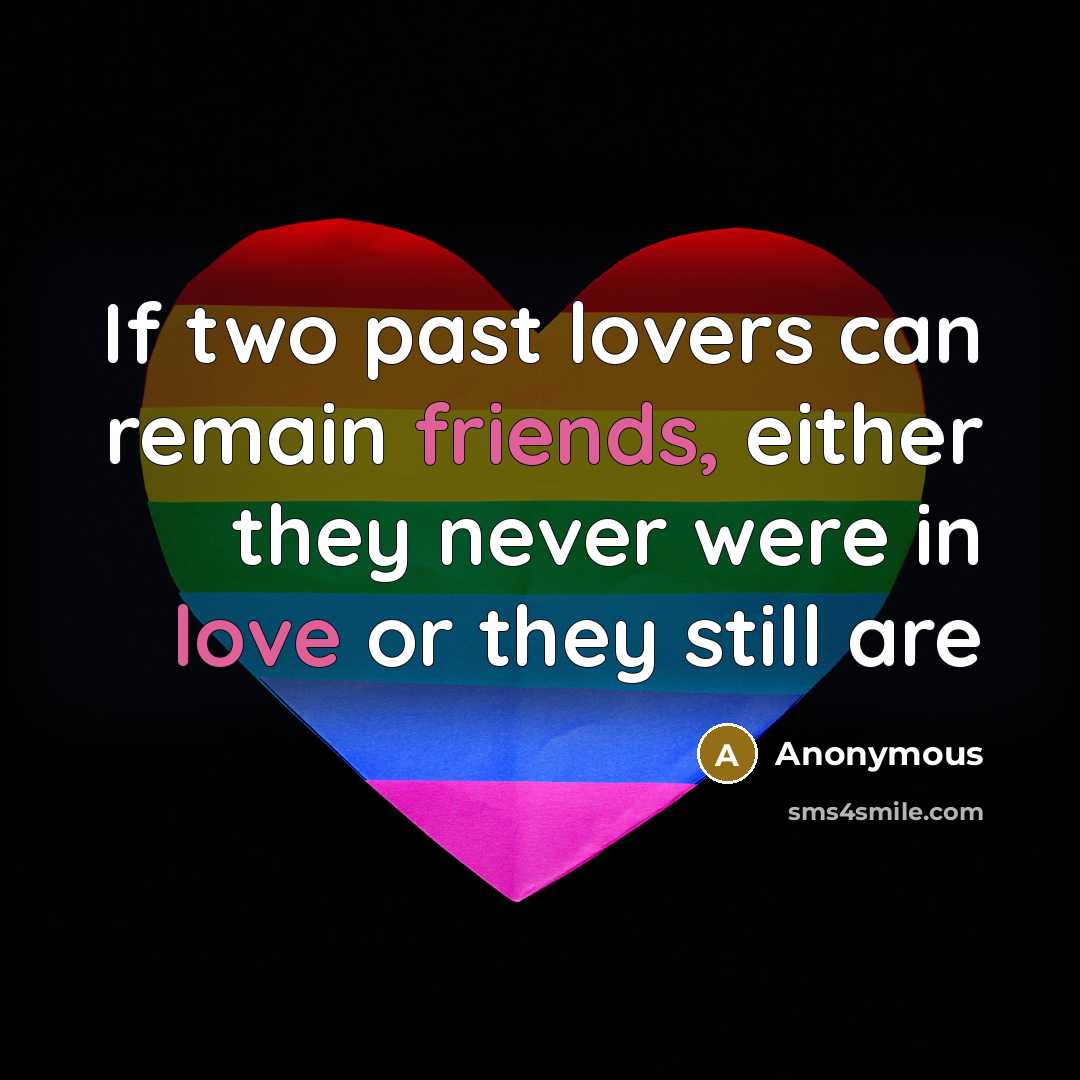 “If two past lovers can remain friends, either they never were in love or they still are” quote by Anonymous
