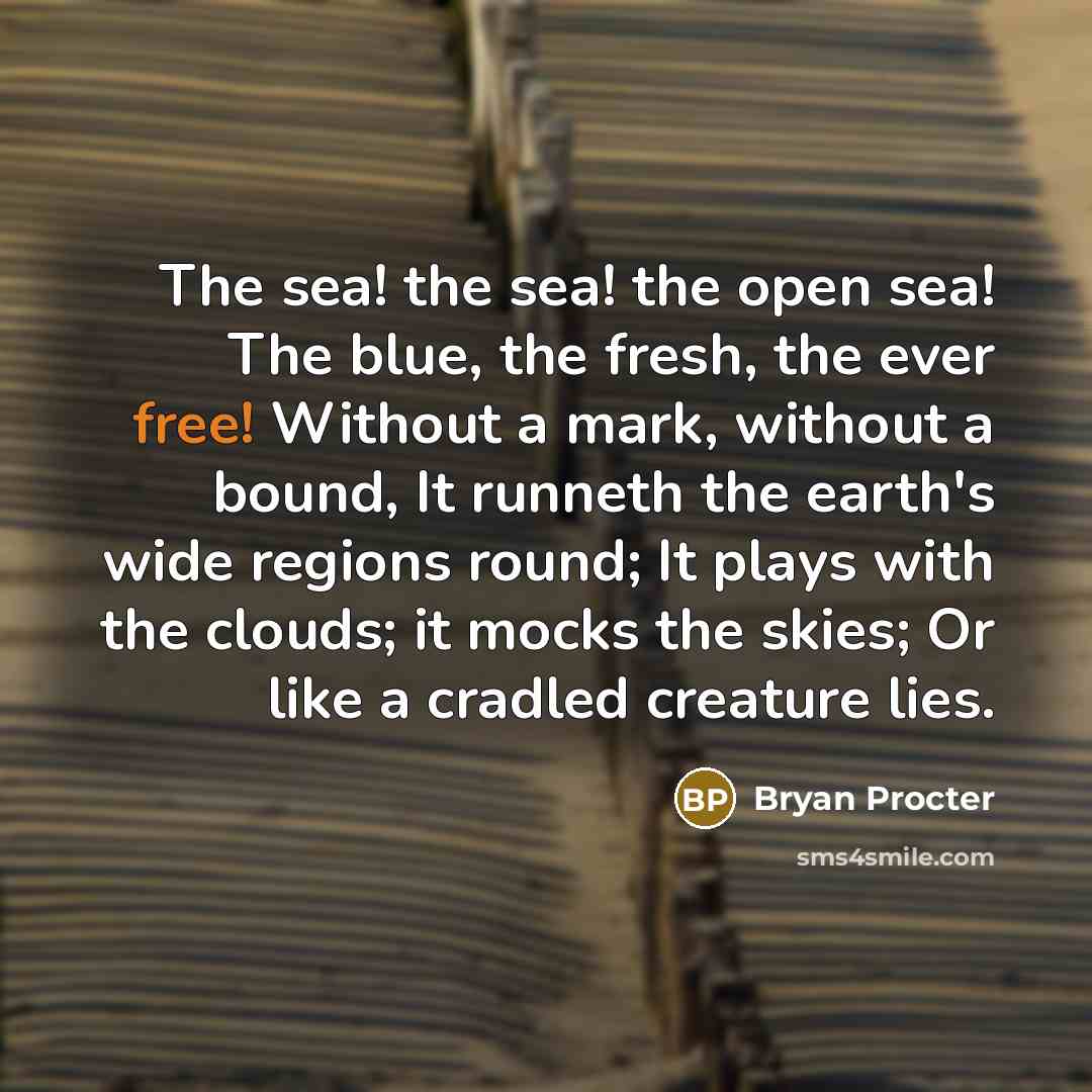 “The sea! the sea! the open sea! The blue, the…” quote by Bryan Procter