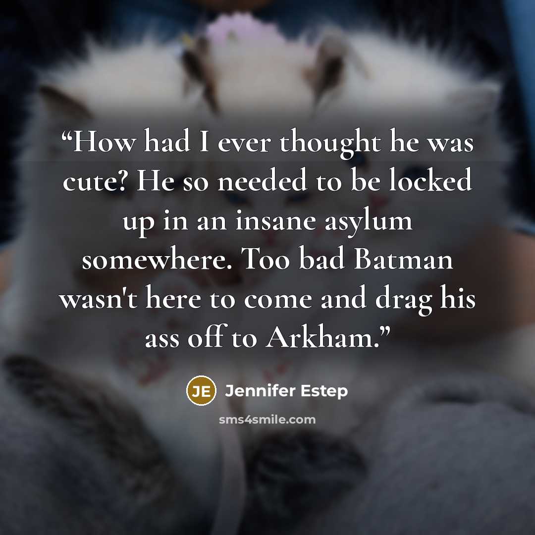 “How had I ever thought he was cute? He so needed to be locked up in an insane asylum somewhere. Too bad Batman wasn't here to come and drag his ass off to Arkham.” quote by Jennifer Estep
