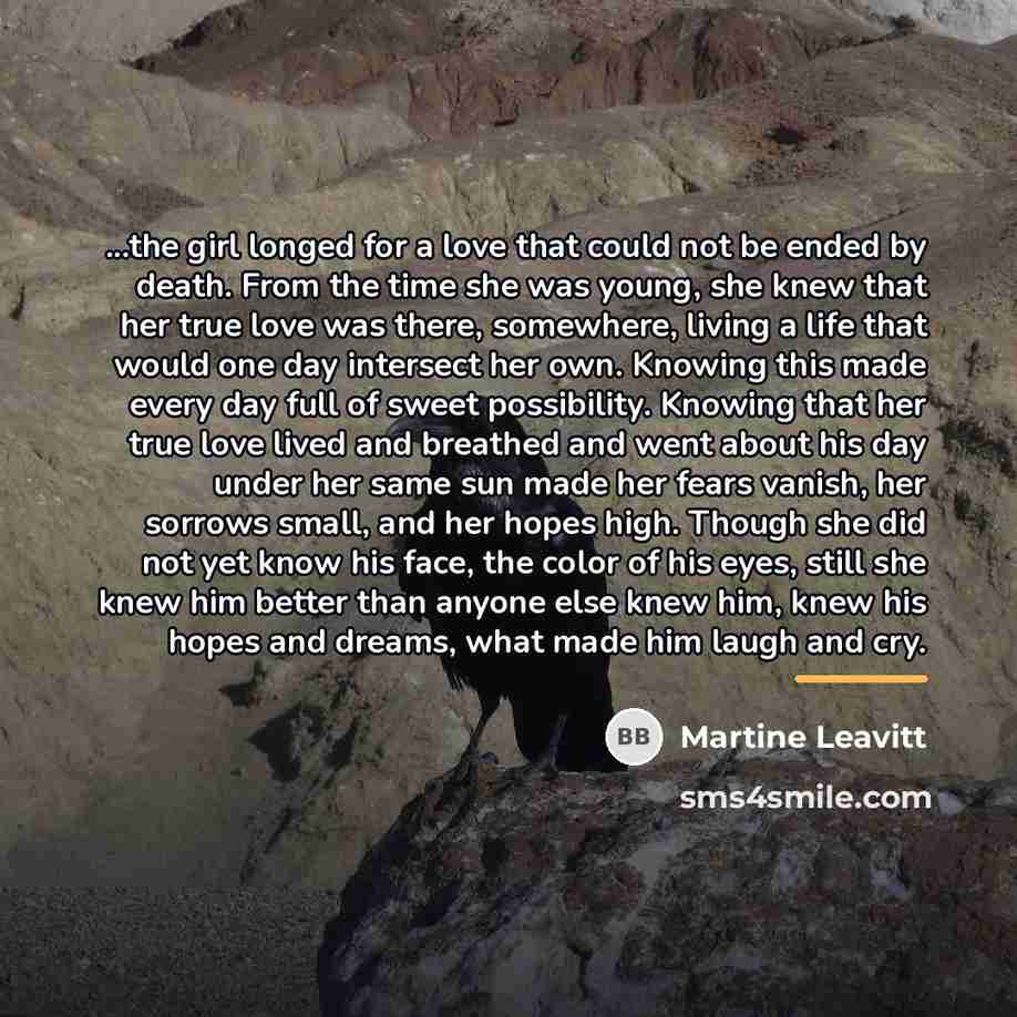 “...the girl longed for a love that could not be…” quote by Martine Leavitt