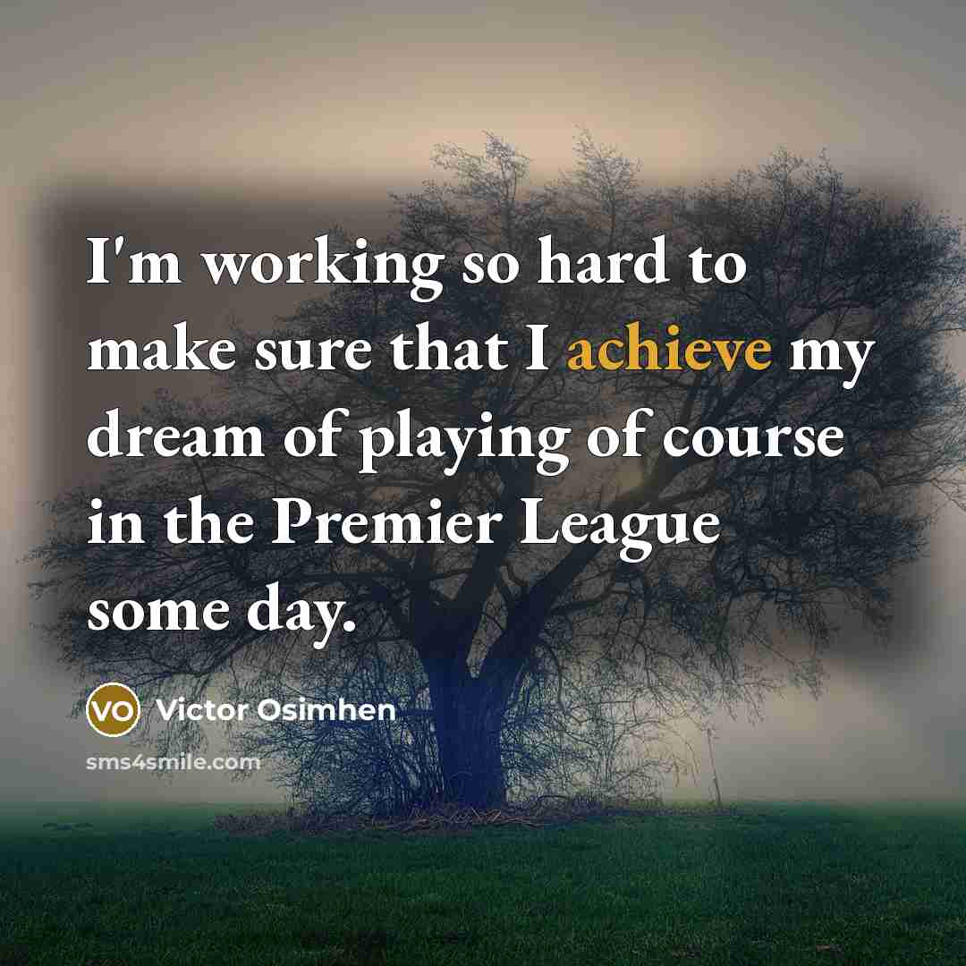 “I'm working so hard to make sure that I achieve…” quote by Victor Osimhen