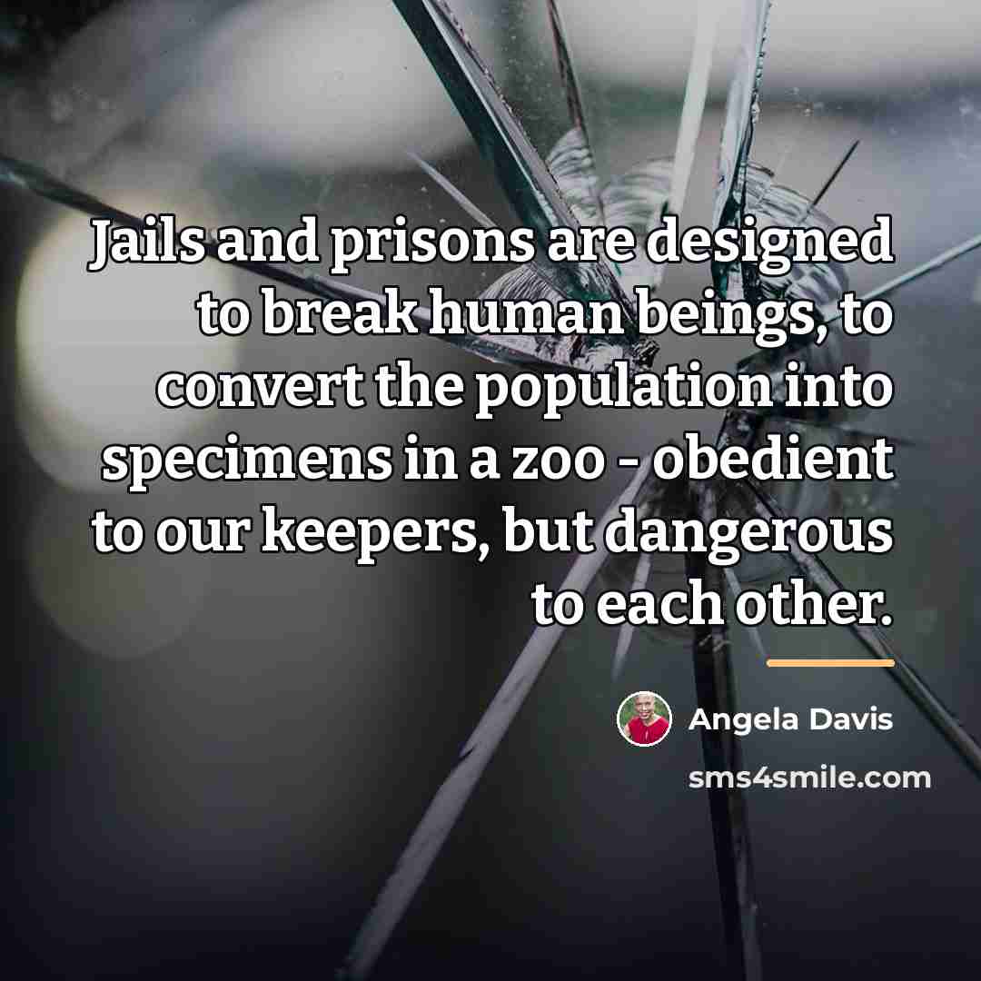 “Jails and prisons are designed to break human beings, to…” quote by Angela Davis