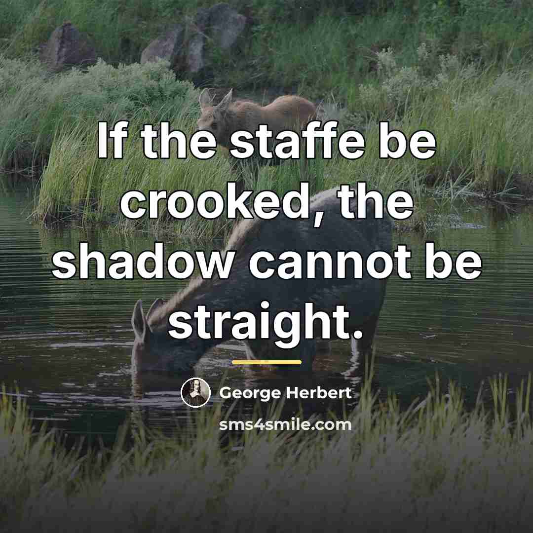 “If the staffe be crooked, the shadow cannot be straight.…” quote by George Herbert