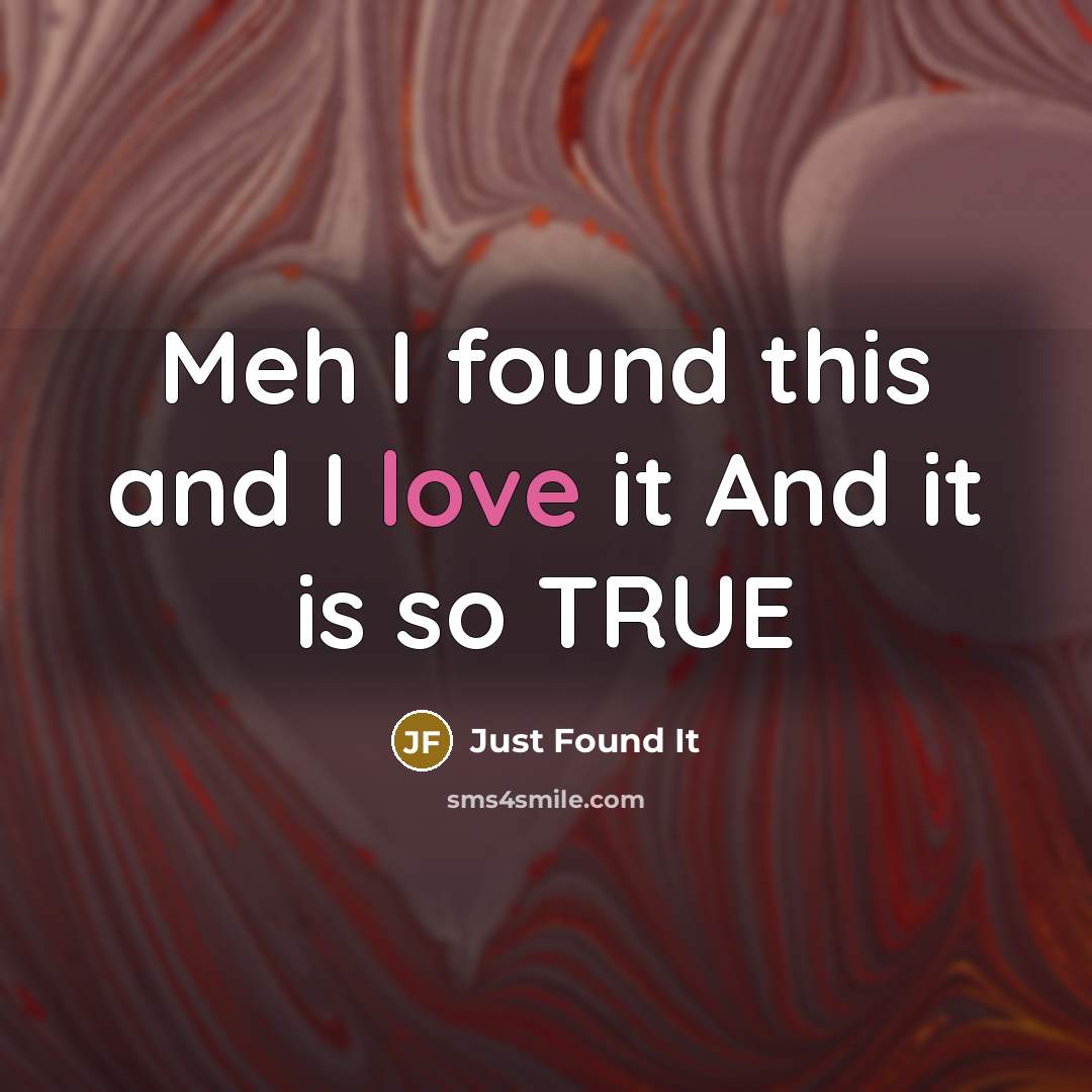 “Meh I found this and I love it And it is so TRUE” quote by Just Found It