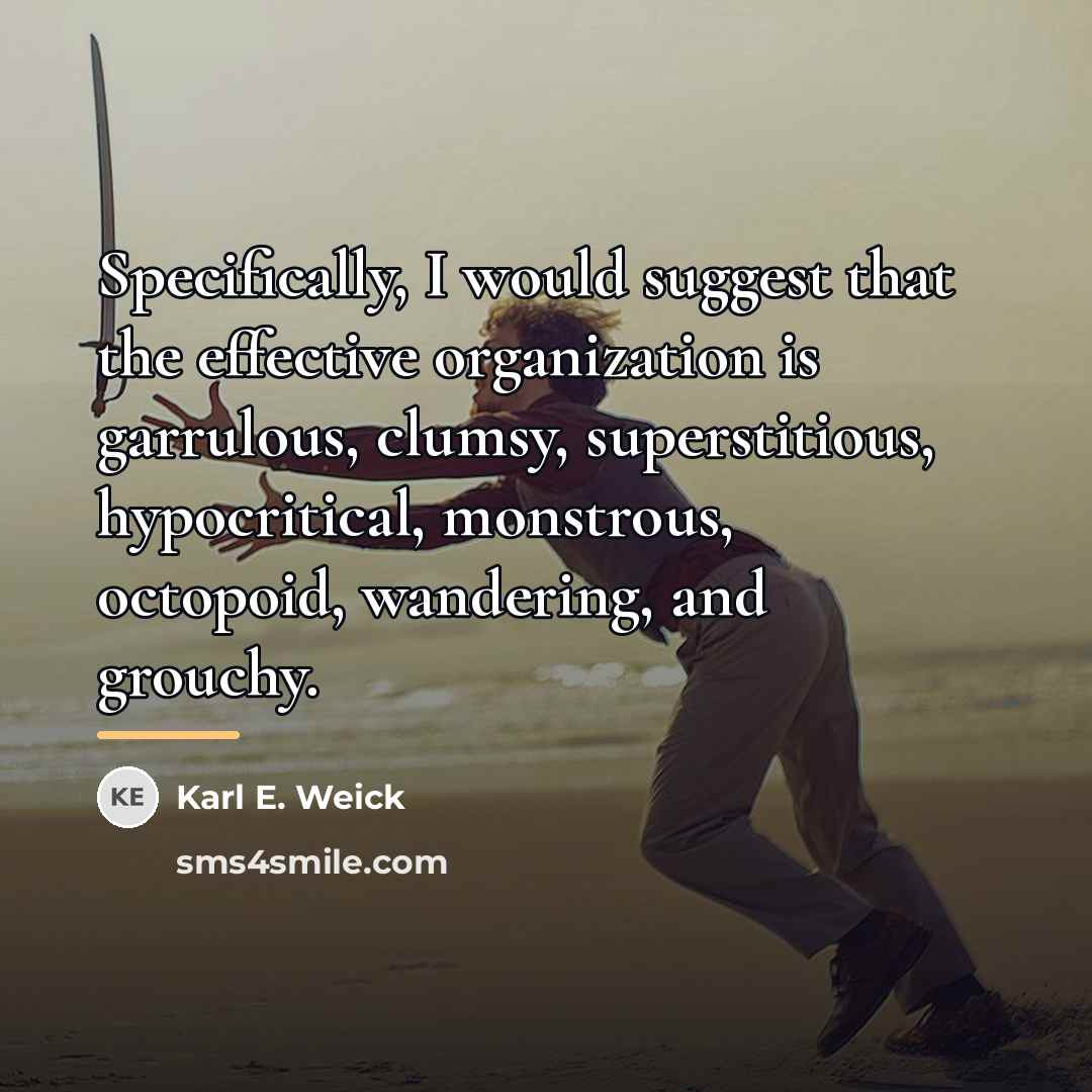 “Specifically, I would suggest that the effective organization is garrulous,…” quote by Karl E. Weick