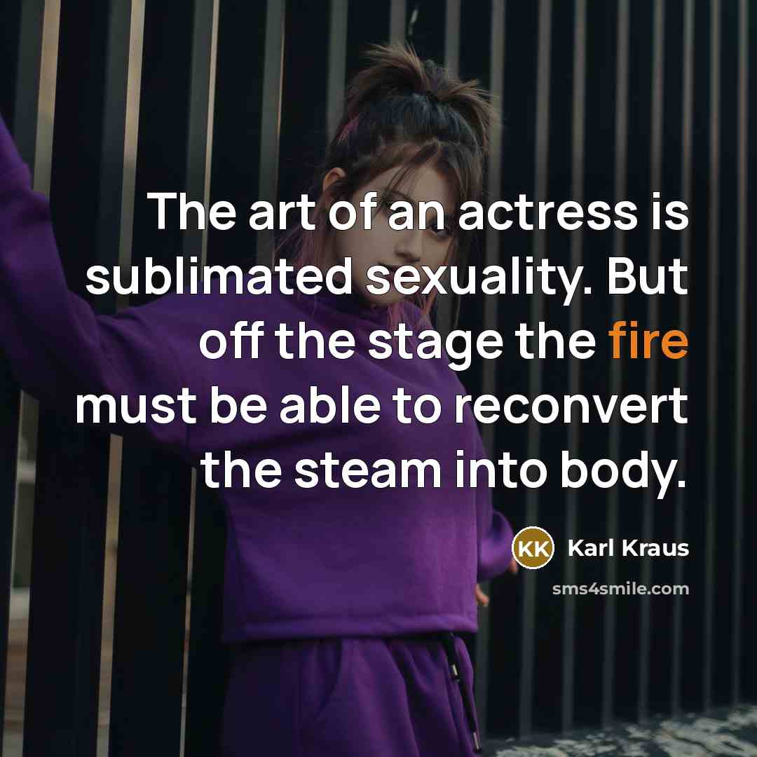 “The art of an actress is sublimated sexuality. But off…” quote by Karl Kraus