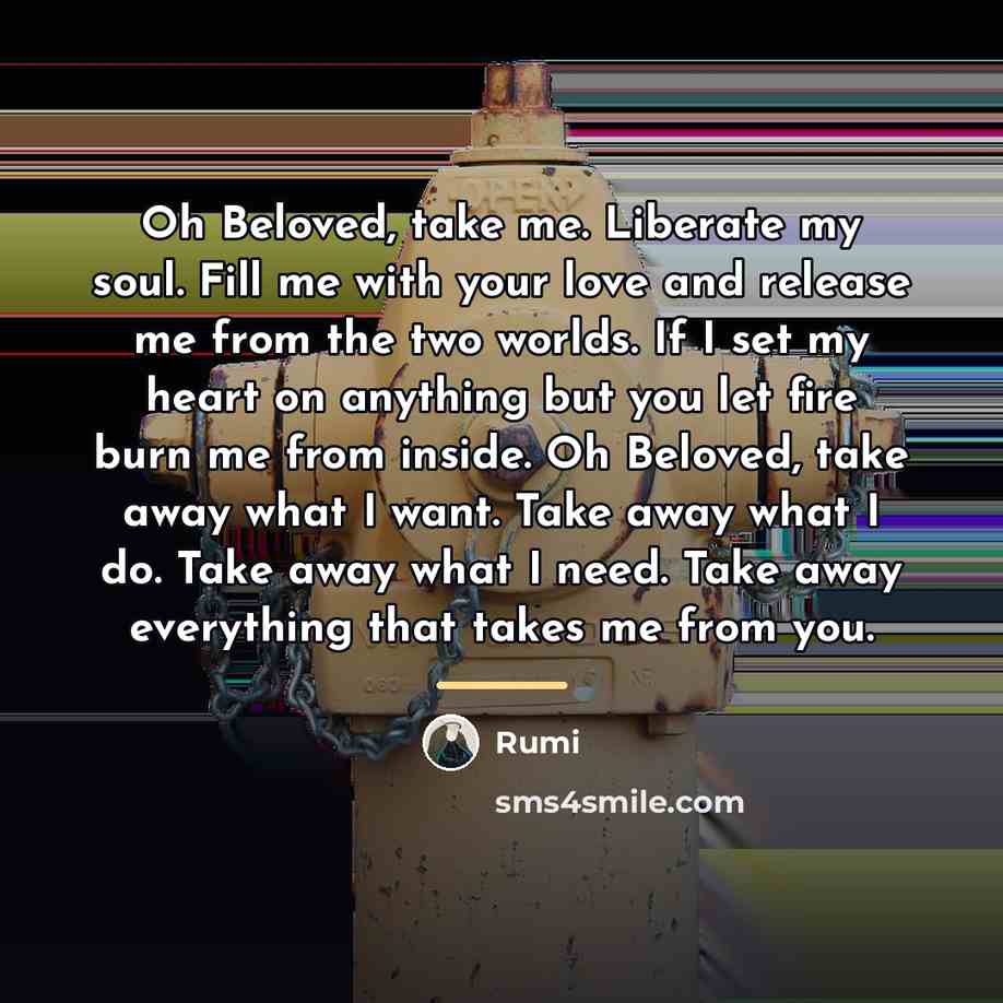 “Oh Beloved, take me. Liberate my soul. Fill me with…” quote by Rumi