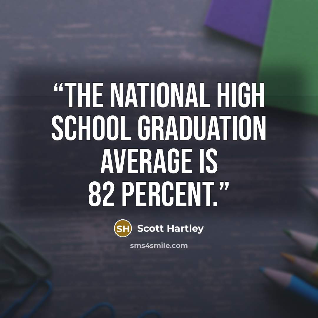 “The national high school graduation average is 82 percent.” quote by Scott Hartley