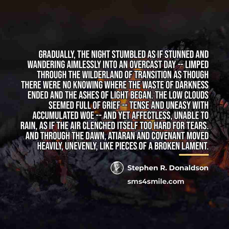 “Gradually, the night stumbled as if stunned and wandering aimlessly…” quote by Stephen R. Donaldson