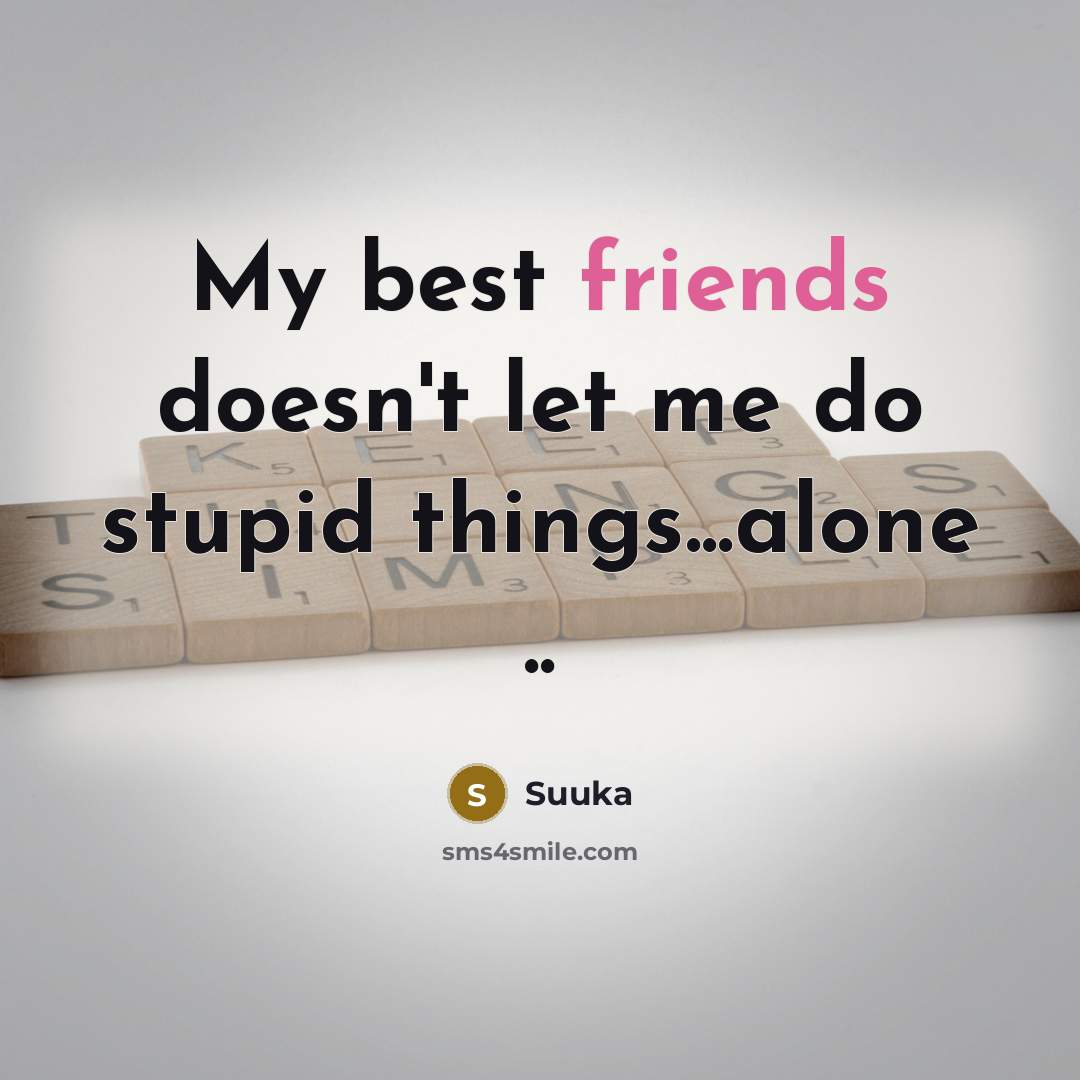 “My best friends doesn't let me do stupid things...alone ..…” quote by Suuka