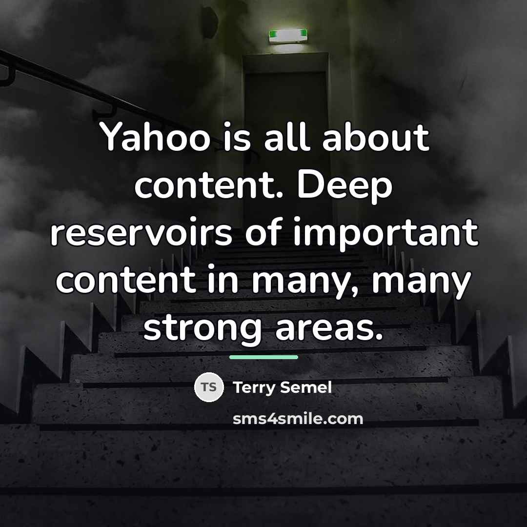 “Yahoo is all about content. Deep reservoirs of important content…” quote by Terry Semel