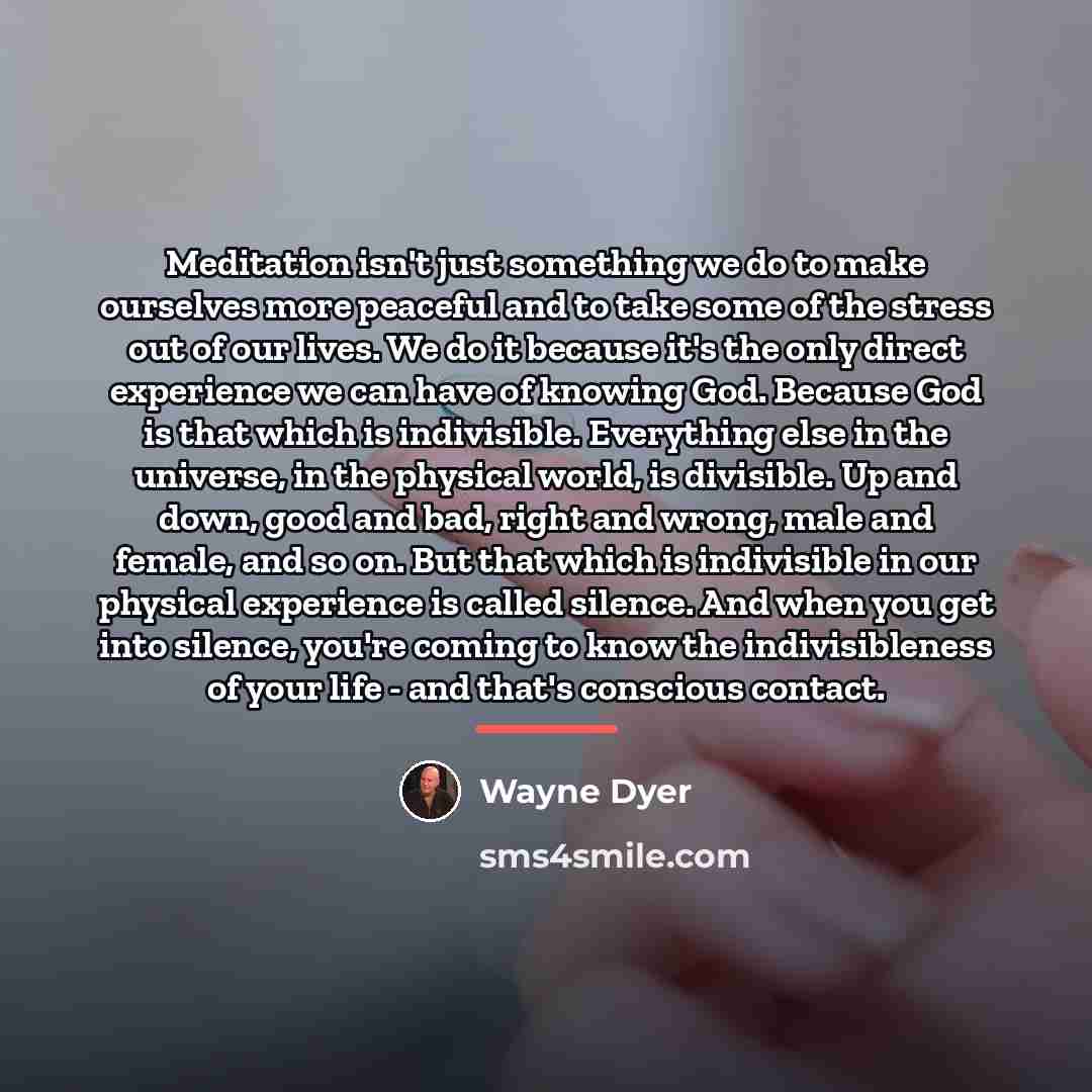 “Meditation isn't just something we do to make ourselves more…” quote by Wayne Dyer