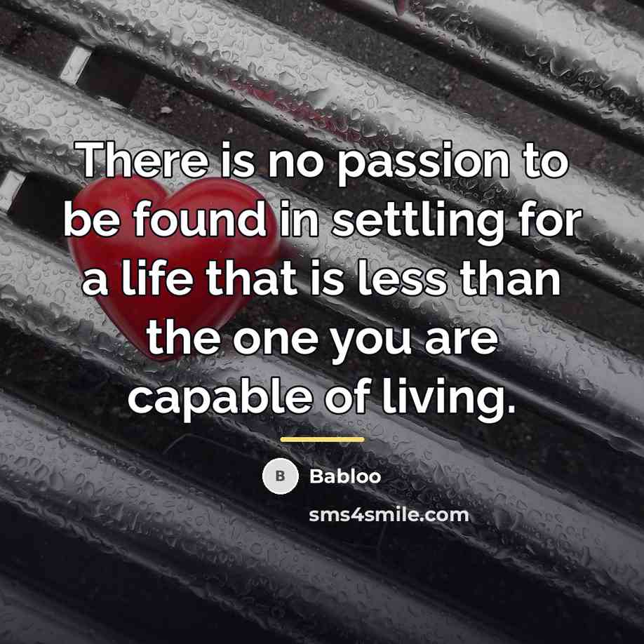 “There is no passion to be found in settling for…” quote by Babloo