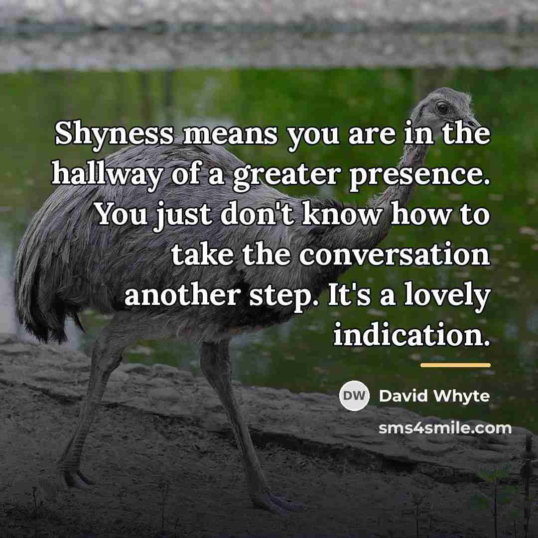 “Shyness means you are in the hallway of a greater…” quote by David Whyte