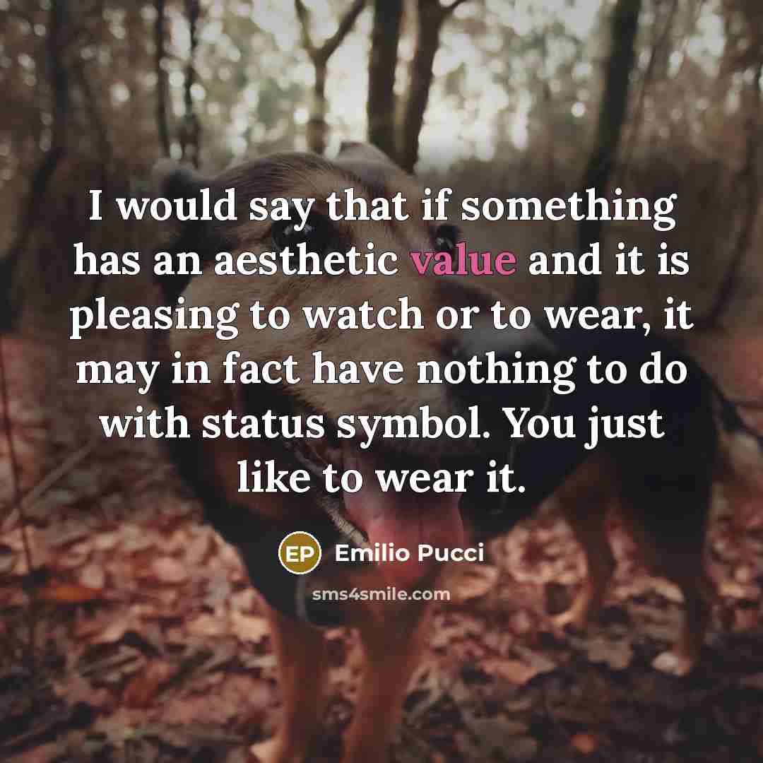 “I would say that if something has an aesthetic value…” quote by Emilio Pucci
