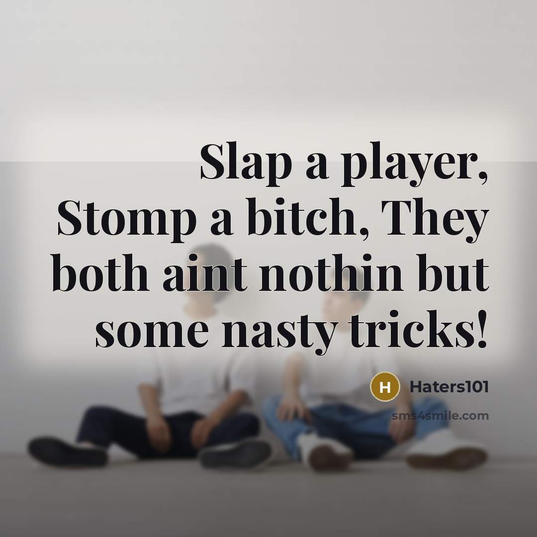 “Slap a player, Stomp a bitch, They both aint nothin but some nasty tricks!” quote by Haters101