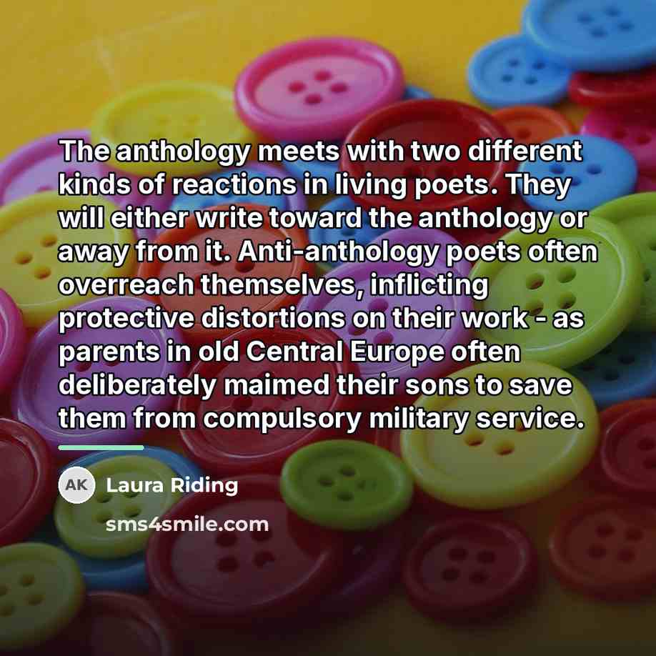 “The anthology meets with two different kinds of reactions in…” quote by Laura Riding