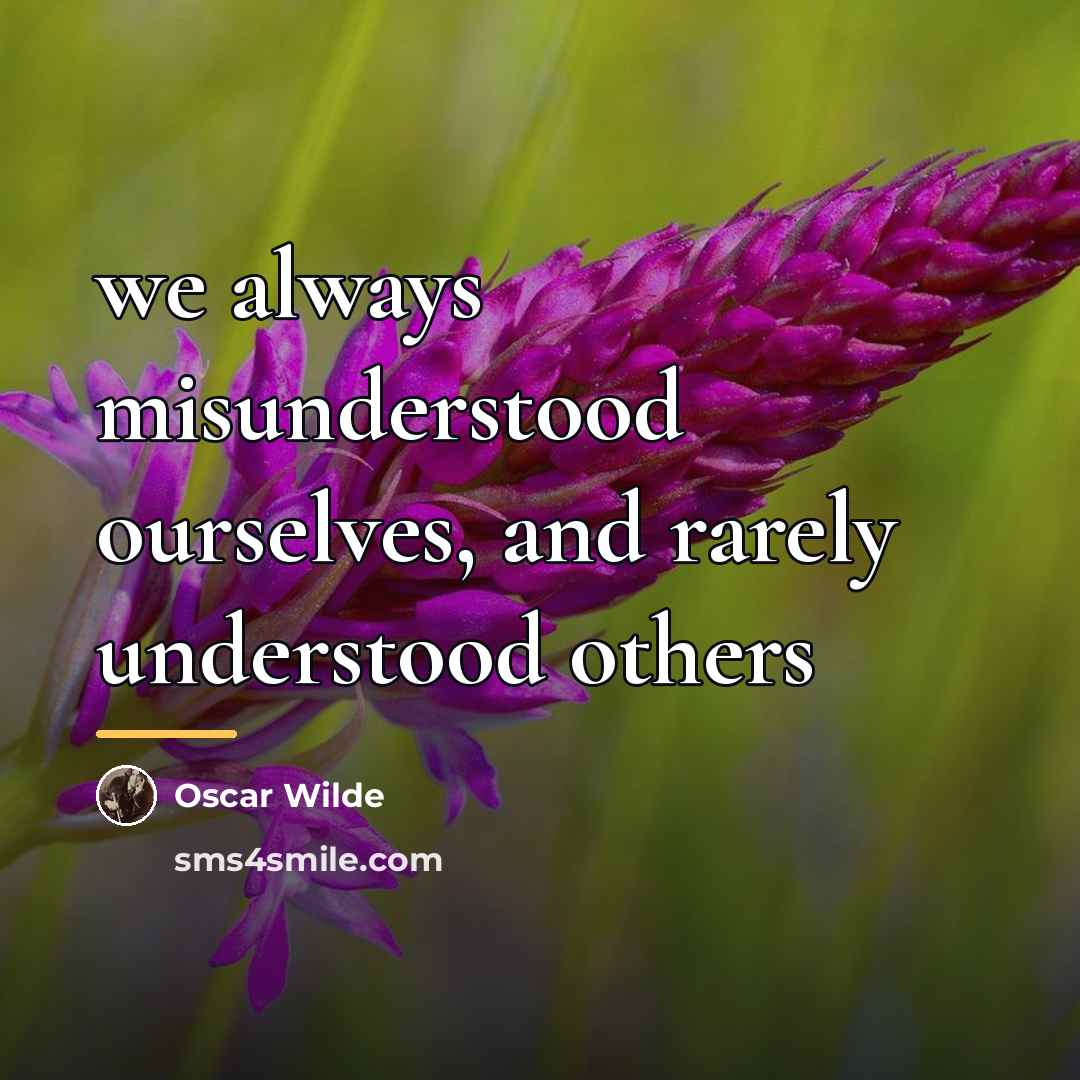 “we always misunderstood ourselves, and rarely understood others…” quote by Oscar Wilde