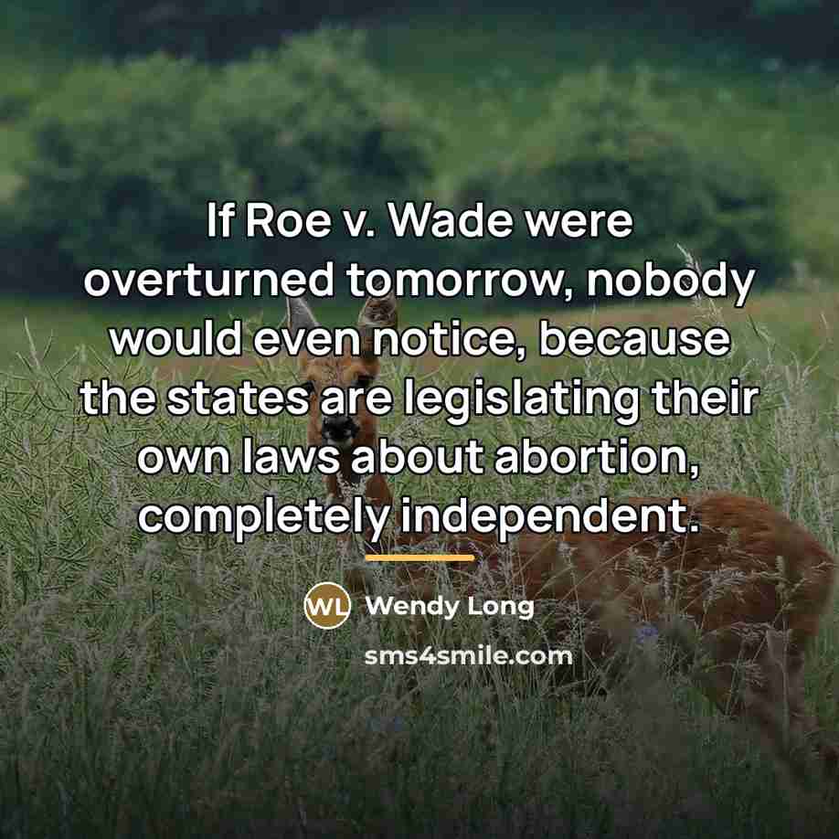 “If Roe v. Wade were overturned tomorrow, nobody would even…” quote by Wendy Long