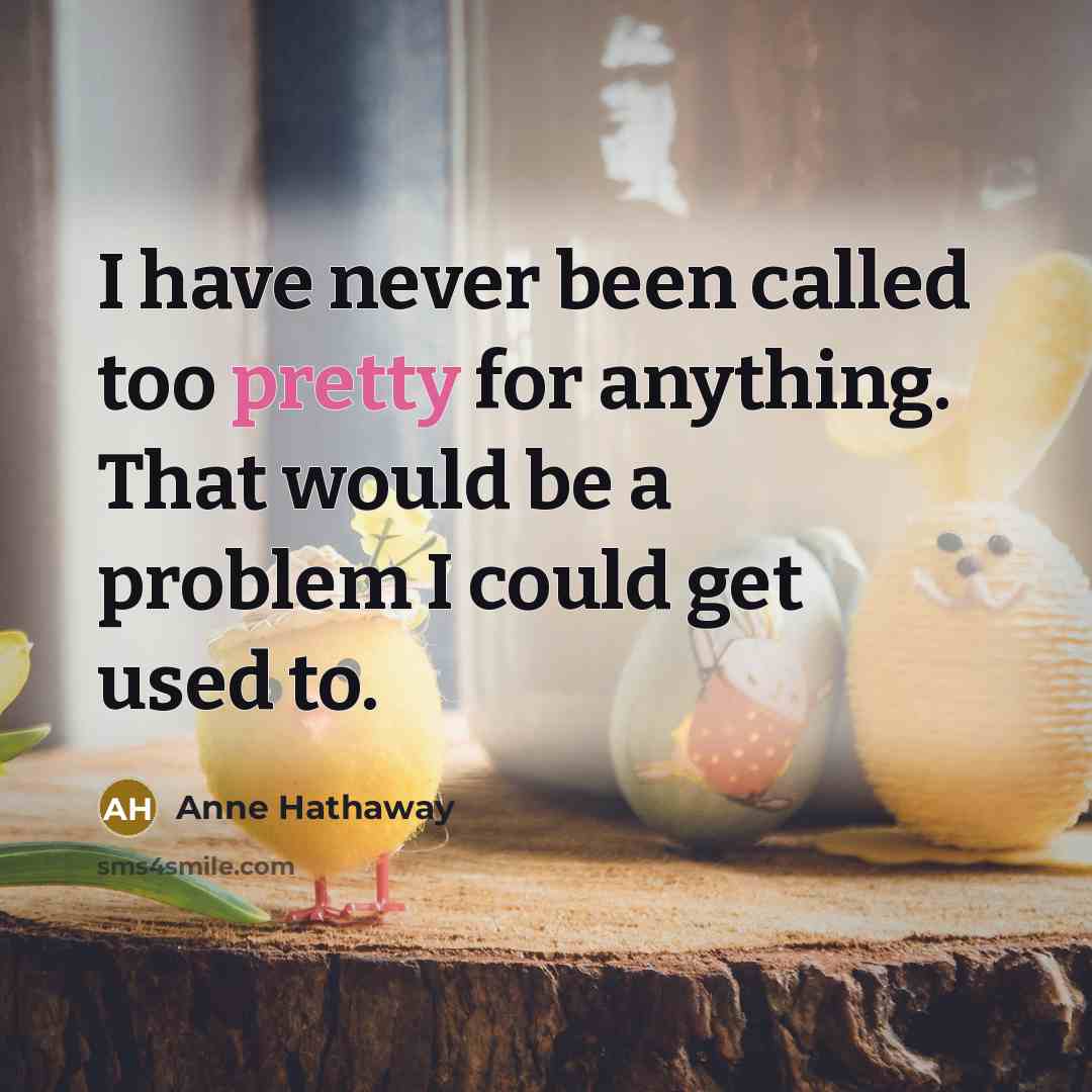 “I have never been called too pretty for anything. That would be a problem I could get used to.” quote by Anne Hathaway