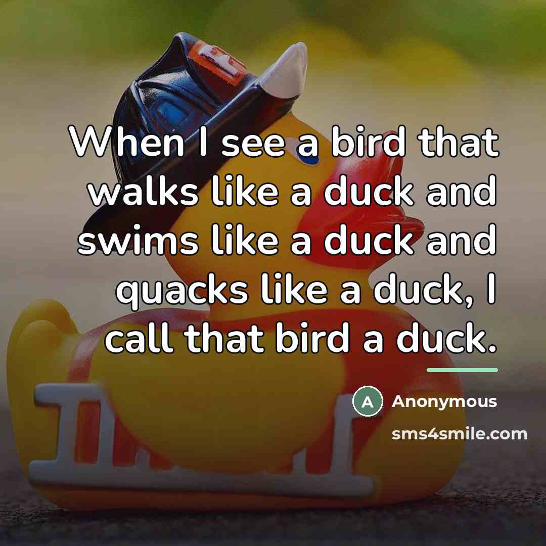 “When I see a bird that walks like a duck…” quote by Anonymous