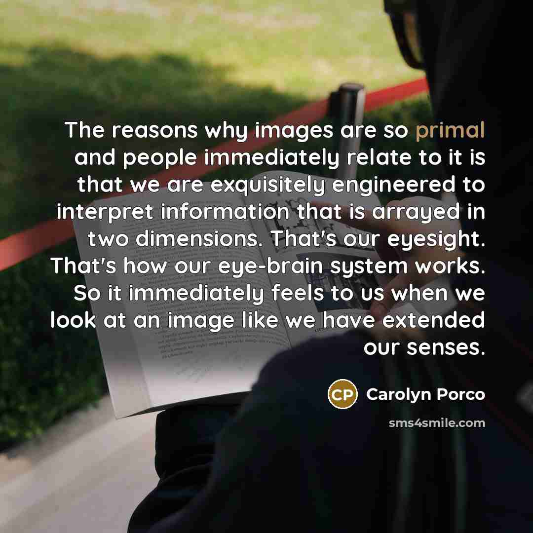 “The reasons why images are so primal and people immediately…” quote by Carolyn Porco