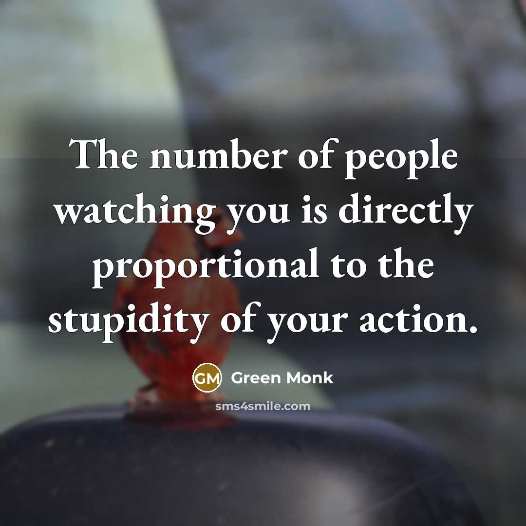 “The number of people watching you is directly proportional to…” quote by Green Monk