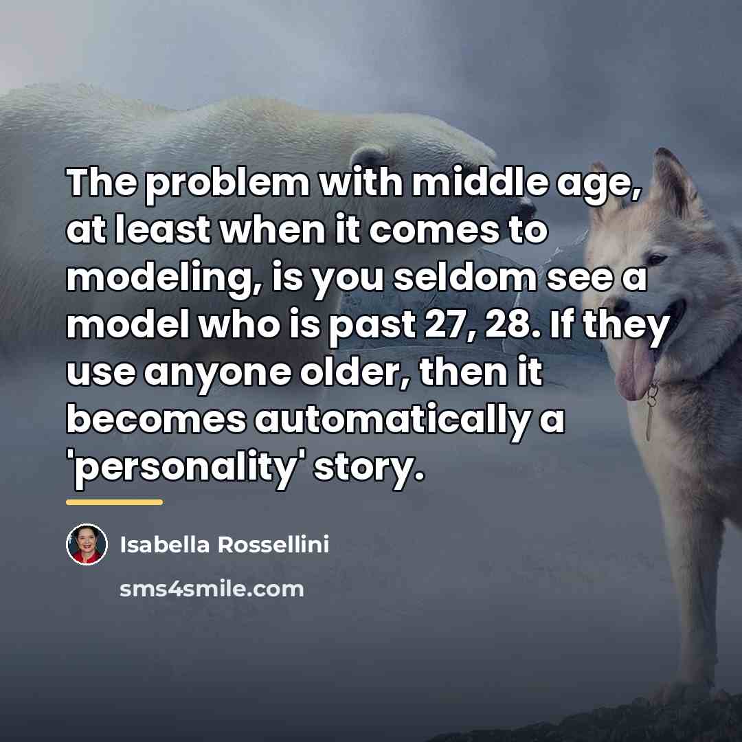 “The problem with middle age, at least when it comes…” quote by Isabella Rossellini