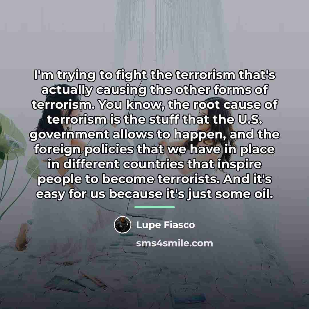 “I'm trying to fight the terrorism that's actually causing the…” quote by Lupe Fiasco