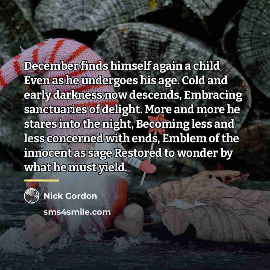 “December finds himself again a child Even as he undergoes…” quote by Nick Gordon