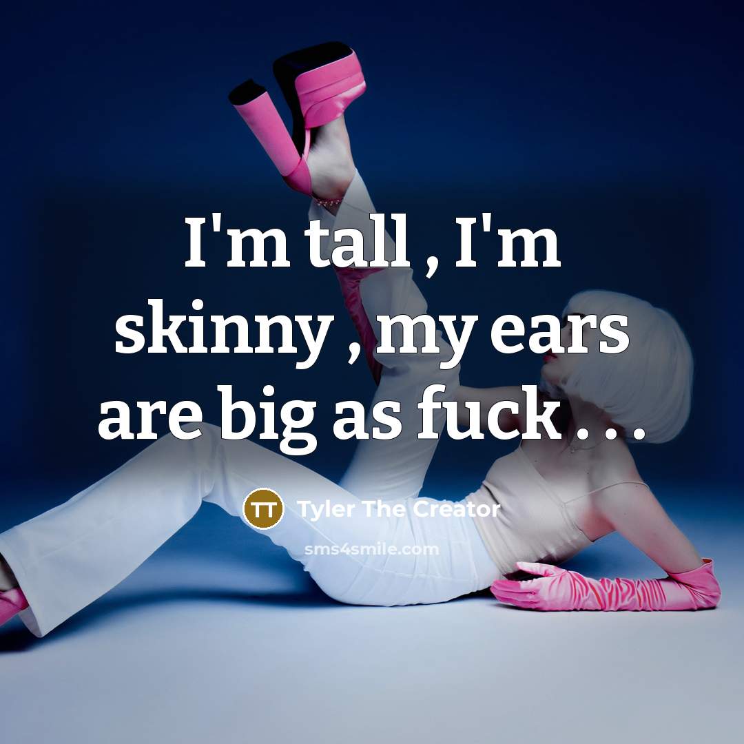 “I'm tall , I'm skinny , my ears are big as fuck . . .” quote by Tyler The Creator