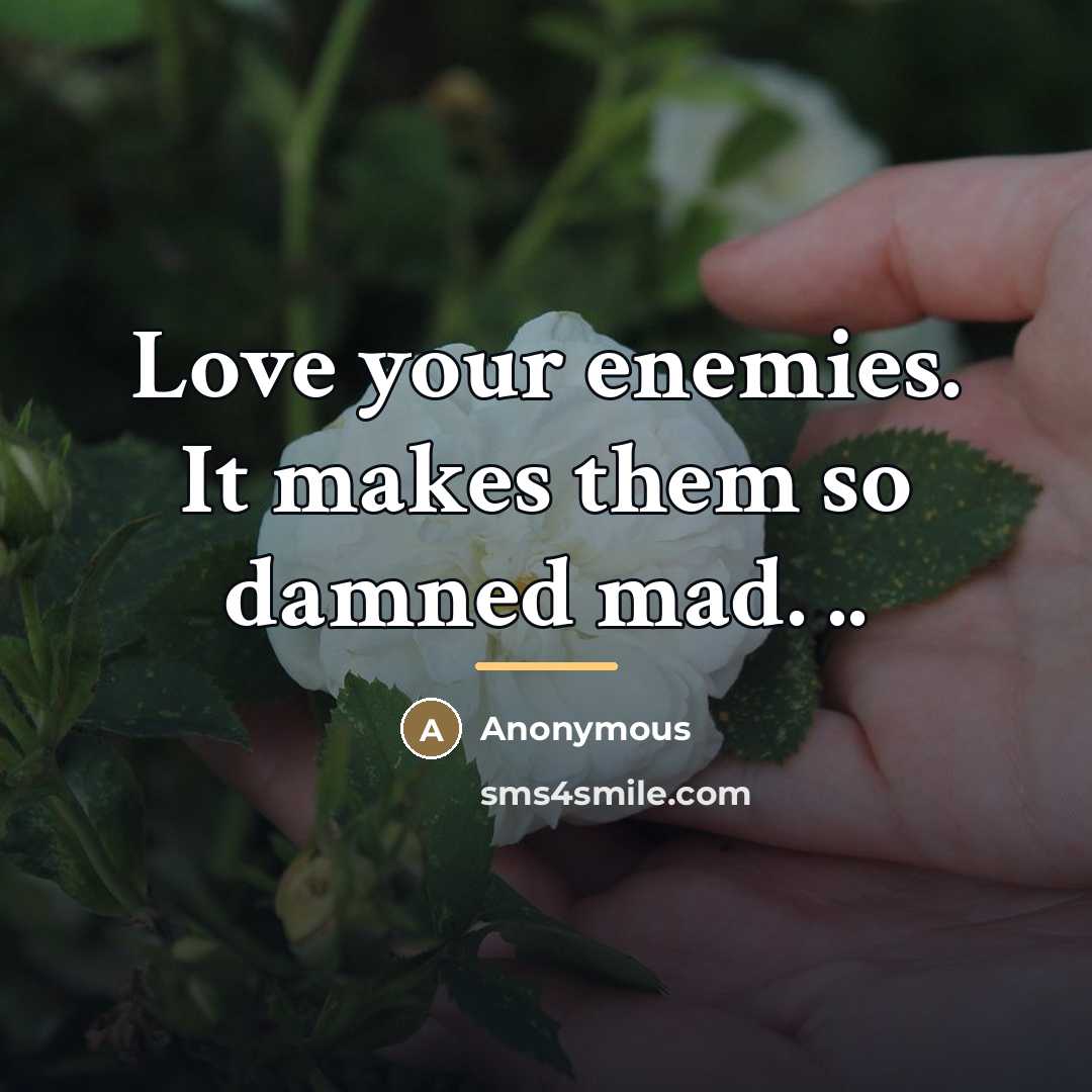 “Love your enemies. It makes them so damned mad. ..…” quote by Anonymous