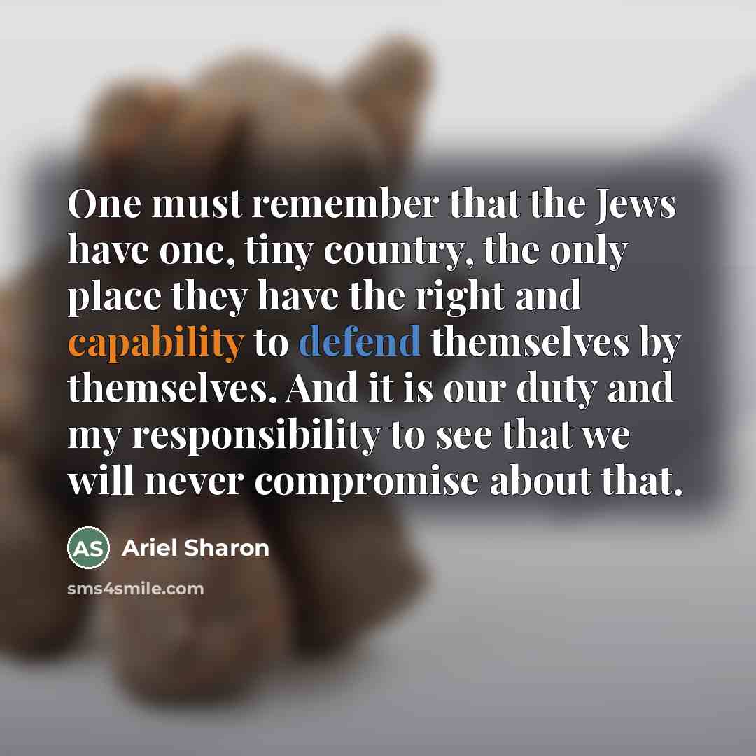 “One must remember that the Jews have one, tiny country,…” quote by Ariel Sharon