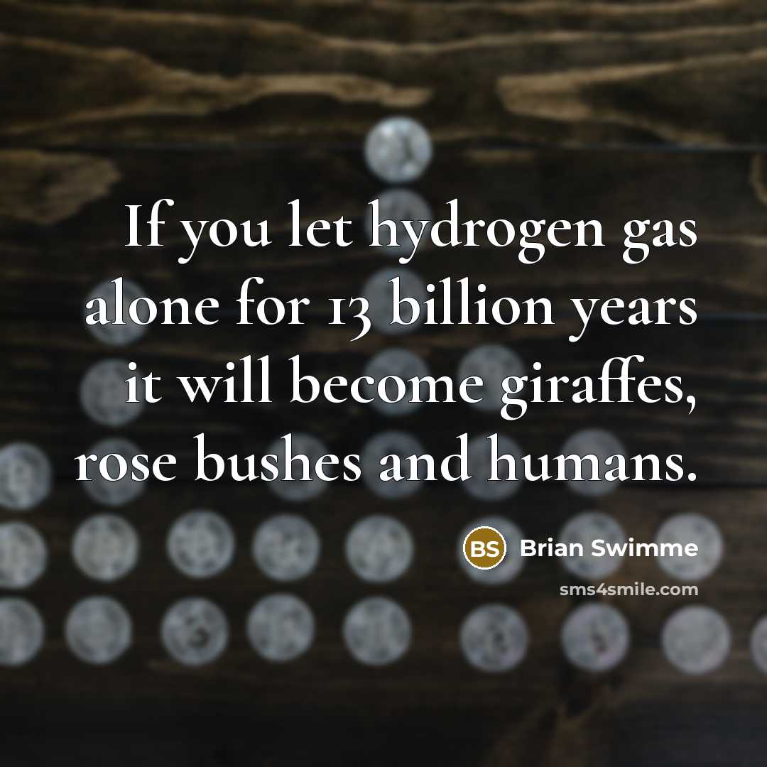 “If you let hydrogen gas alone for 13 billion years…” quote by Brian Swimme
