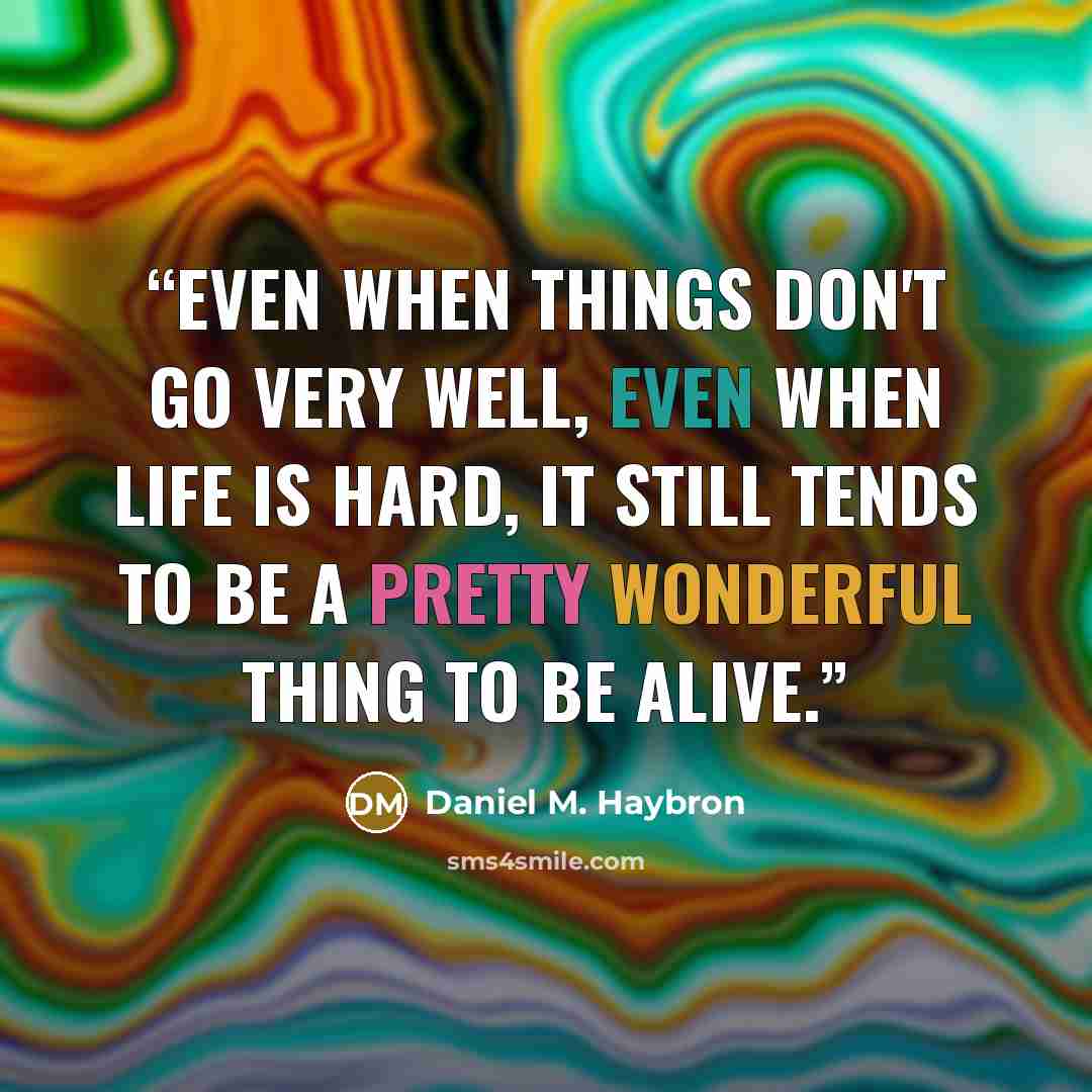 “Even when things don't go very well, even when life is hard, it still tends to be a pretty wonderful thing to be alive.” quote by Daniel M. Haybron