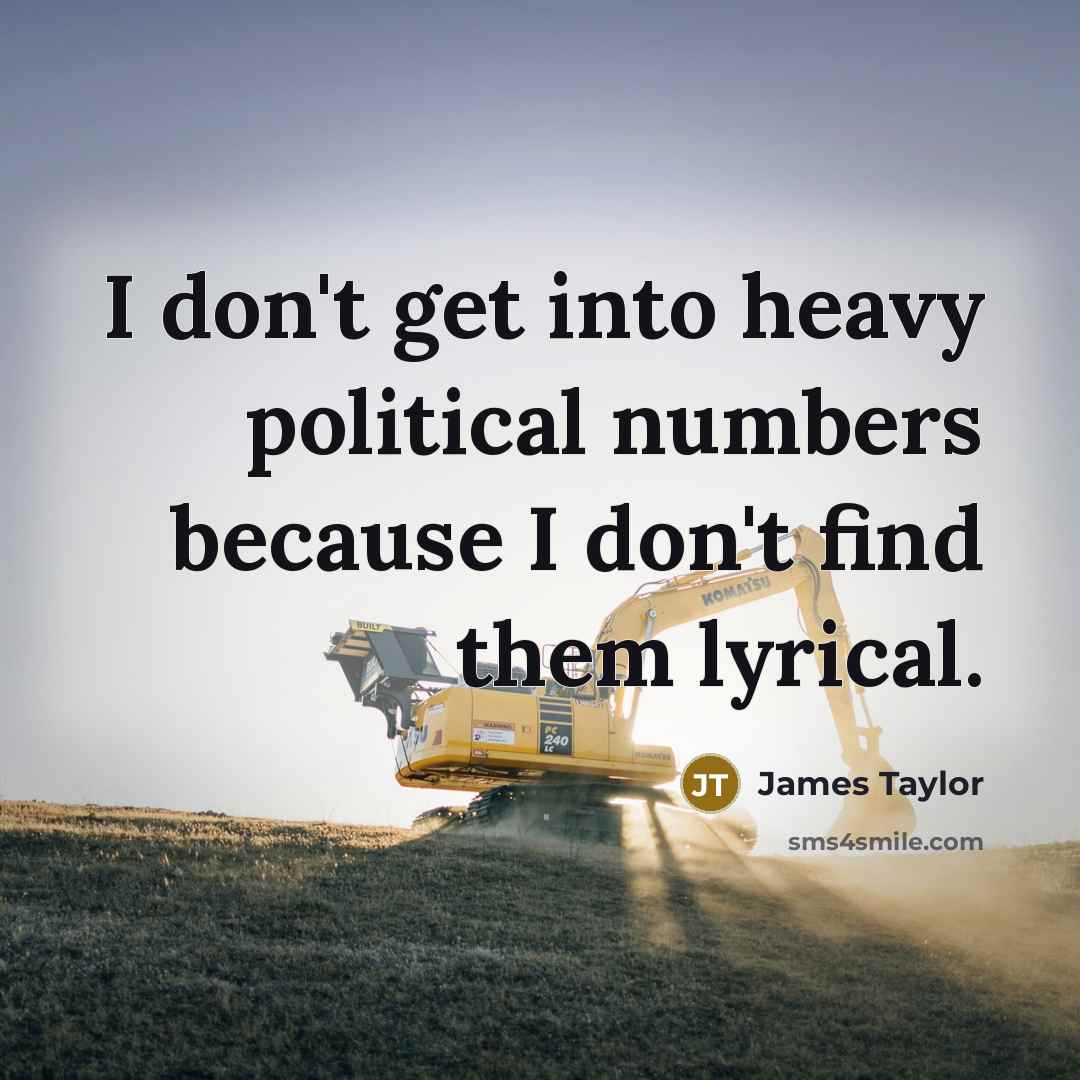 “I don't get into heavy political numbers because I don't…” quote by James Taylor