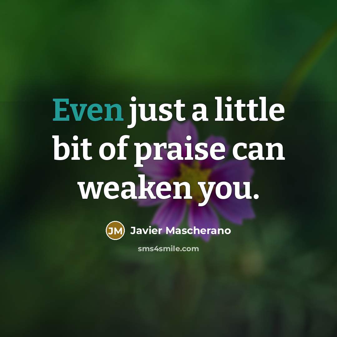 “Even just a little bit of praise can weaken you.…” quote by Javier Mascherano