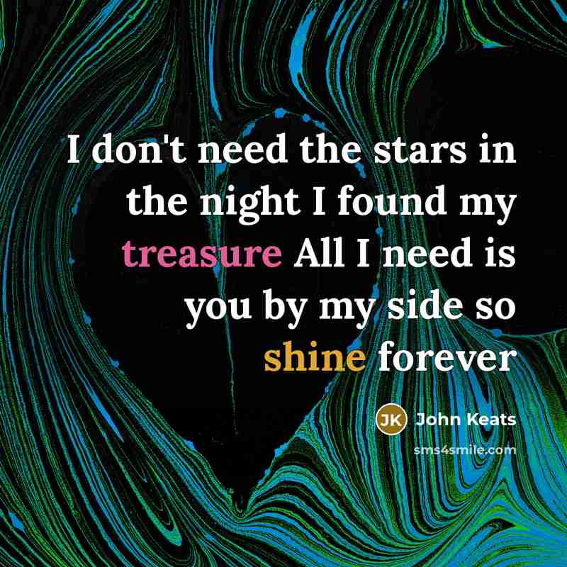 “I don't need the stars in the night I found…” quote by John Keats