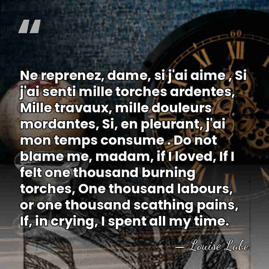 Ne reprenez, dame, si j'ai aime , Si j'ai senti mille torches&hellip; - Louise Labe