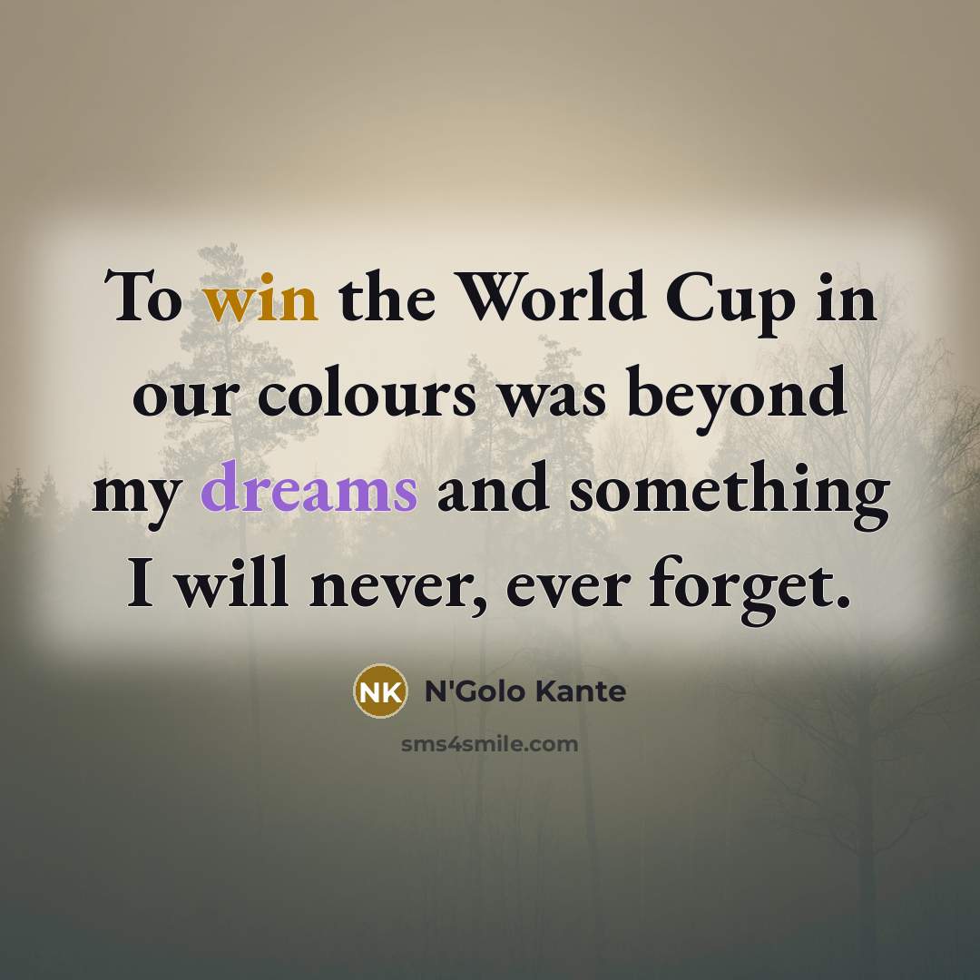 “To win the World Cup in our colours was beyond…” quote by N'Golo Kante
