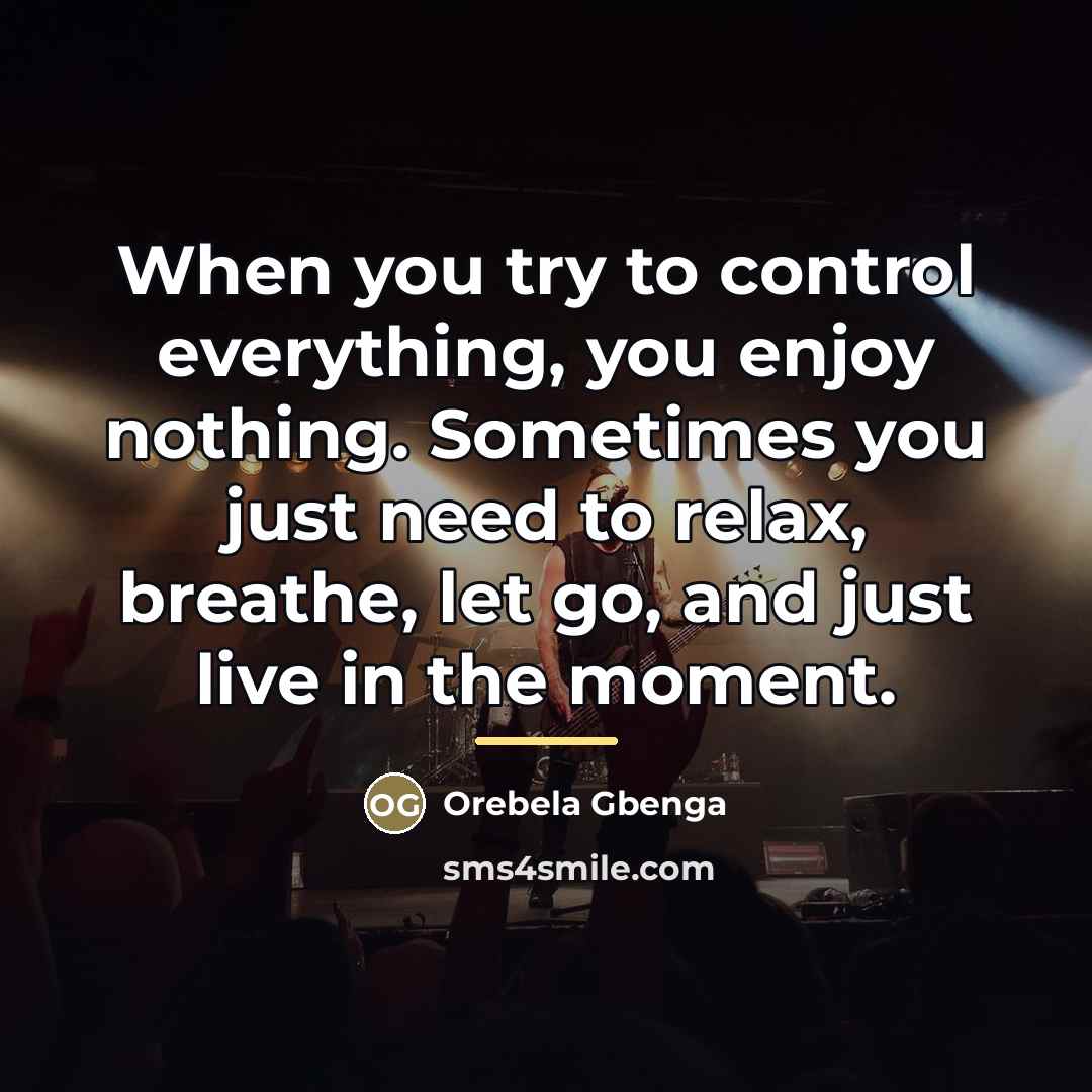 “When you try to control everything, you enjoy nothing. Sometimes…” quote by Orebela Gbenga